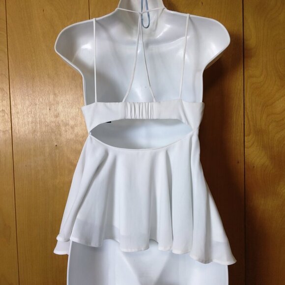 EXPRESS Women's XS Baby Doll Peekaboo Back Strappy White Side Zip Blouse - Picture 5 of 7